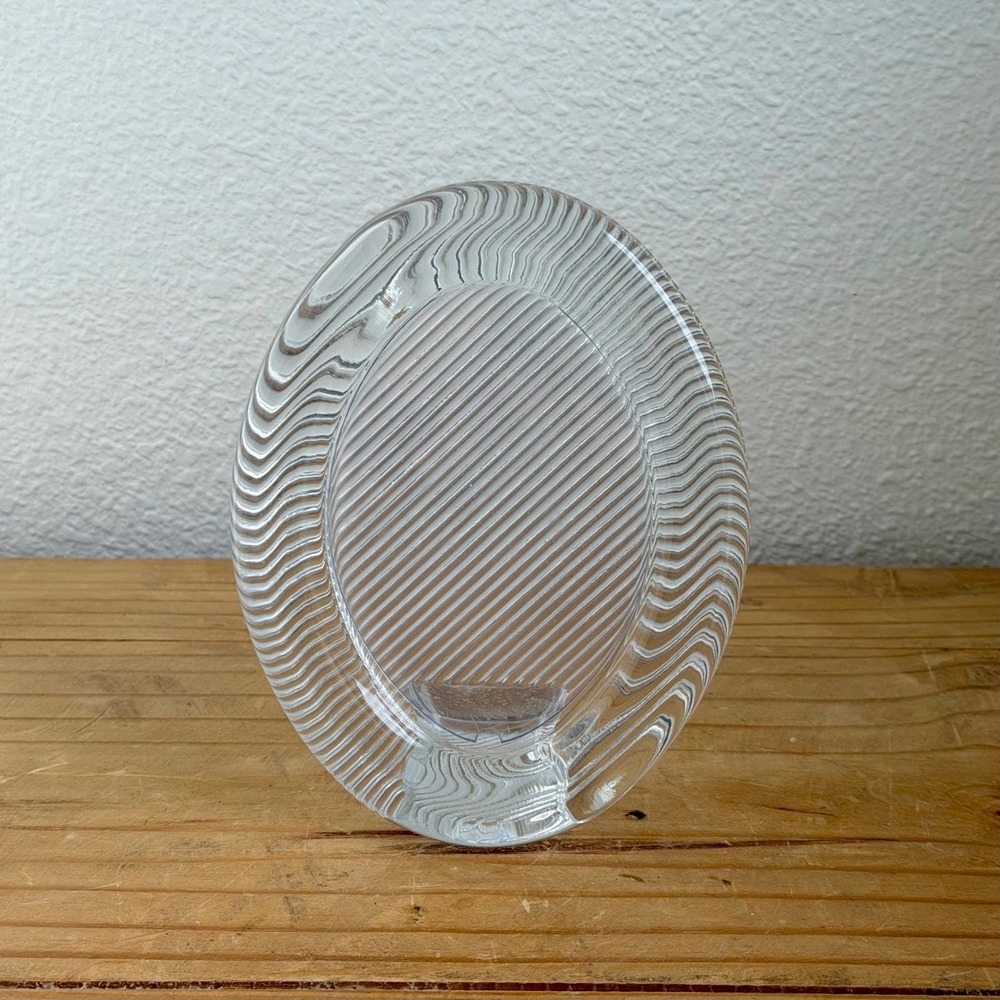 Vintage Mikasa Crystal Glass Picture Frame, 80s Postmodern‎ Ribbed Wave Design